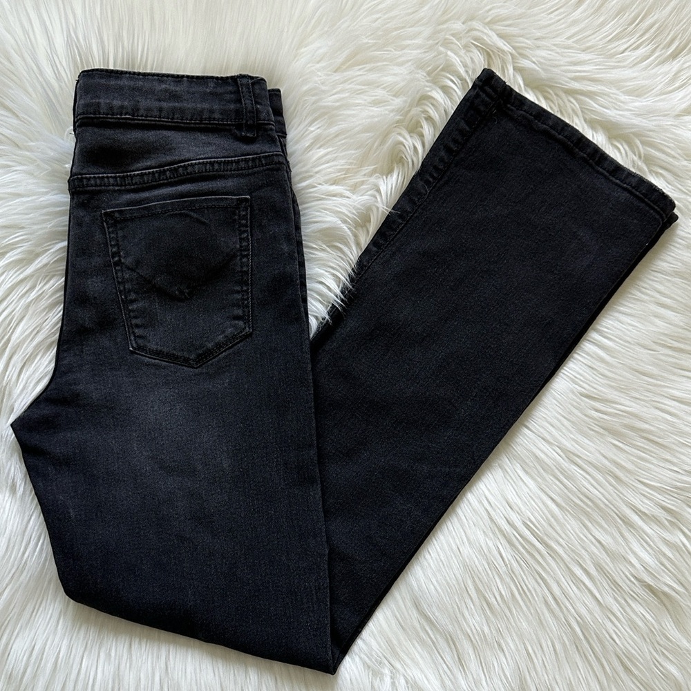 Hudson High Rise Washed Black Flare Jeans